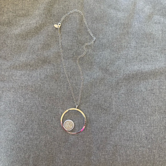 Frederic Duclos Vintage GoldCircle Pendant Necklace with Crystal Accents